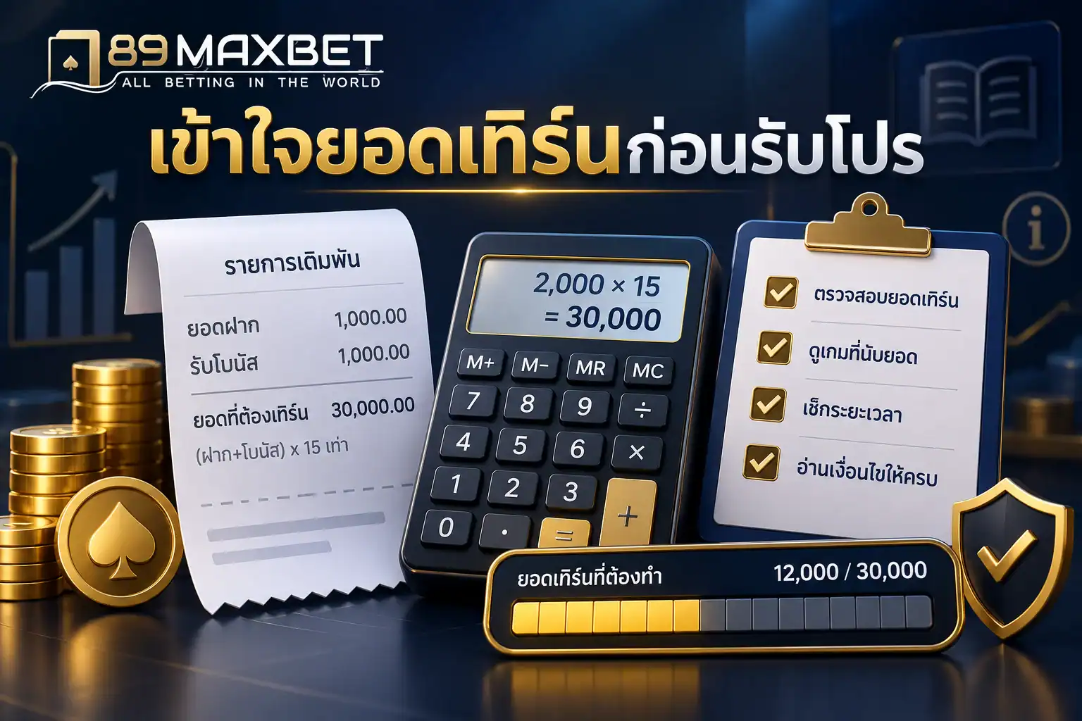 อธิบายการคำนวณยอดเทิร์นก่อนรับโปรโมชันด้วยเครื่องคิดเลขและเช็กลิสต์เงื่อนไข